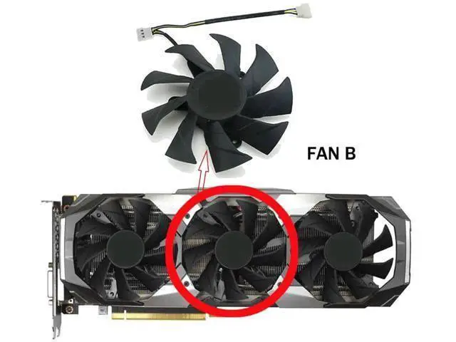 Alt view image 3 of 6 - Graphics Card Cooling Fans Suitable forZOTAC GTX 1060 1070 D5 X Gaming OC M3 Series Desktop CFM10012H12SPA 87mm 12V 4Pin Video Card Cooler Fans GPU Fan (Fan-B)