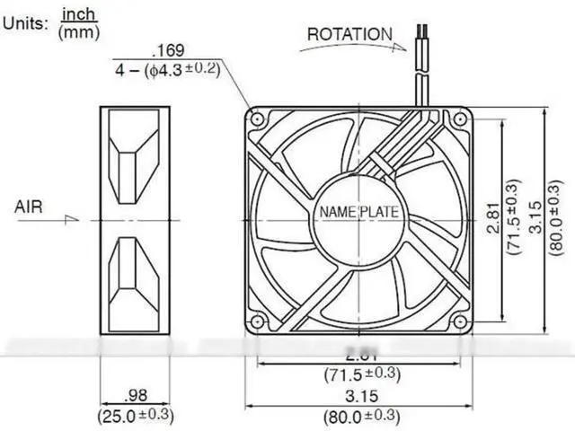 Alt view image 4 of 4 - for ADDA 8025 AD0824UB-A71GL Dual balls Bearing DC 24V 0.26A 2 wires 2 pins 8CM case fan inverter axial cooler