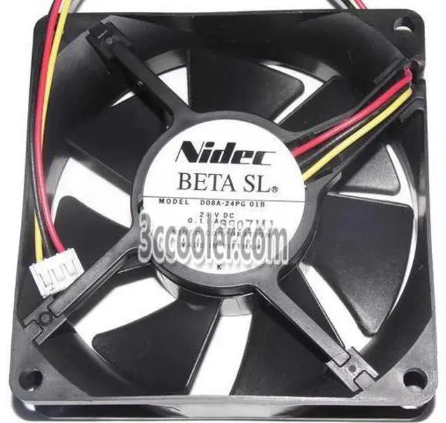 Main image of for NIDEC 8025 80*25mm D08A-24PG 24V 0.11A 3 Wires 3 Pins Case Fan 8CM Inverter Cooler