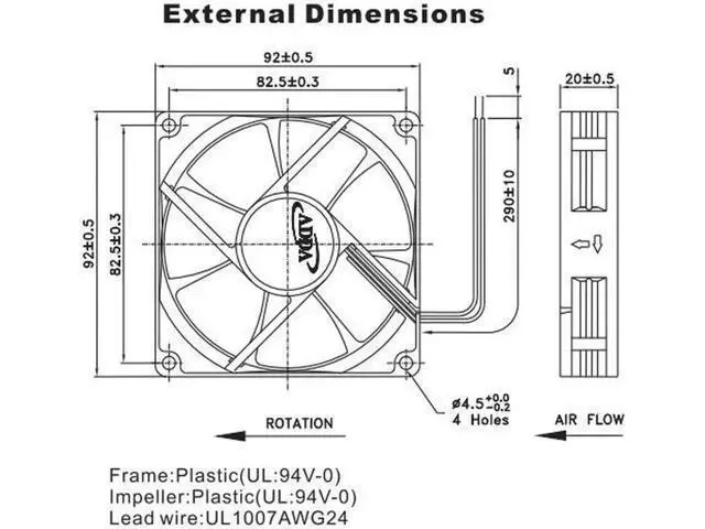 Alt view image 2 of 3 - for ADDA 90x20mm AD0912HB-C70 12V 0.25A 2 Wires Case Fan 9CM CPU cooler
