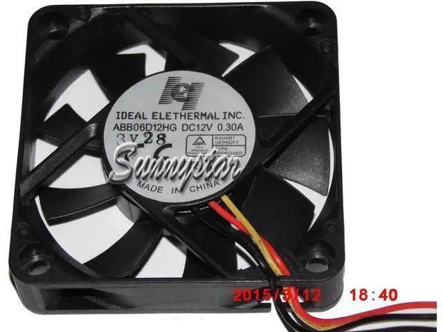 Main image of for IEI 60*13mm ABB06D12HG 12V 0.3A 3 wires 3 Pins CPU Cooler Fan
