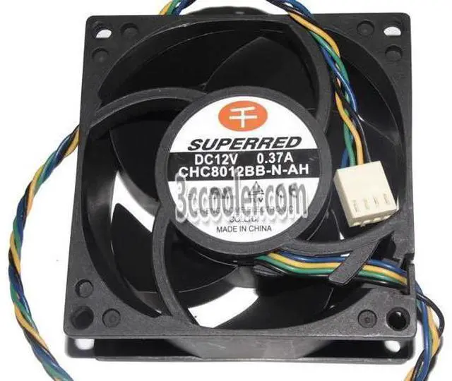 Main image of for SUPERRED 8038 80*38mm CHC8012BB-N-AH 12V 0.37A 4 Wires 4 Pins Case fan 8CM server cooler