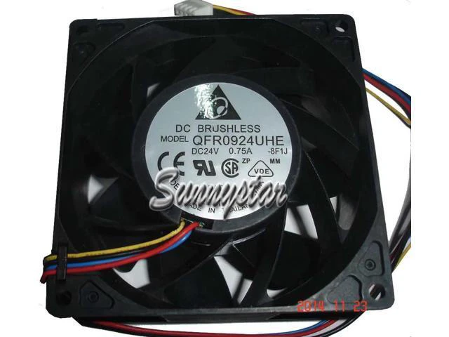 Alt view image 2 of 2 - for DC square Cooler of Delta 9038 QFR0924UHE with 24V 0.75A 4-Wires 4 pins inverter converter fan
