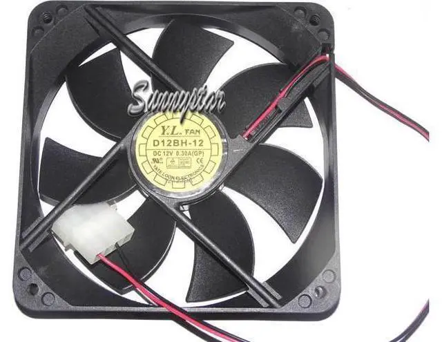 Main image of for Yateloon 12CM 120*25mm D12BH-12 GP 12V 0.30A 2 Wires 2 Pins D-connector Case fan for cpu server case