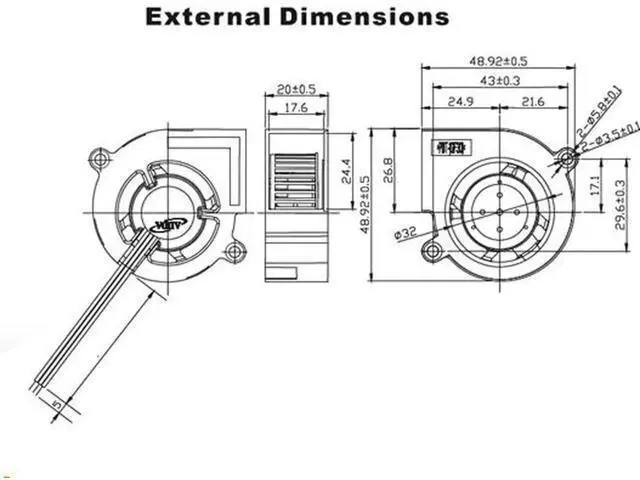 Alt view image 2 of 4 - for ADDA AB0512DX200600 5cm Blower Centrifugal Fan with 12V 0.15A 3 Wires 3pins Connector