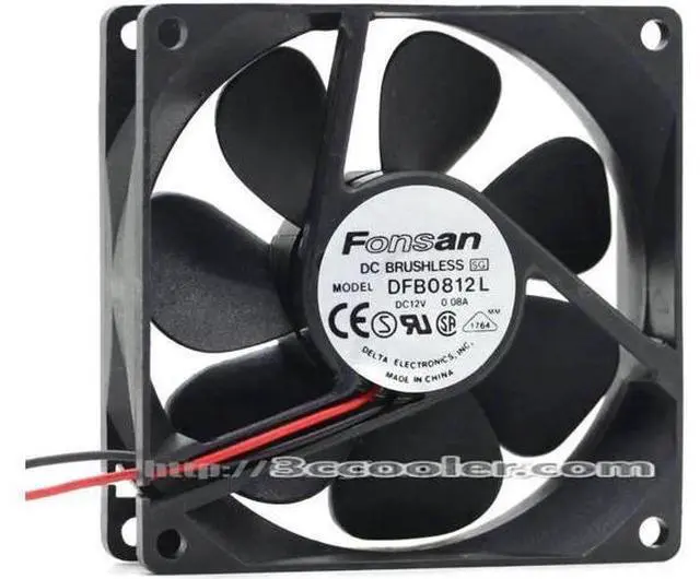Main image of for Delta/FONSAN 8CM 8025 DFB0812L 12V 0.08A 2 Wires 2 Pins Case Fan