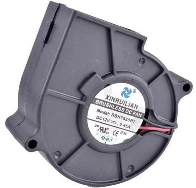 Main image of RBH7530B1 7530 7.5cm 75mm 12V 0.45A Double Ball Bearing High Volume Centrifugal Turbine Blower Fan