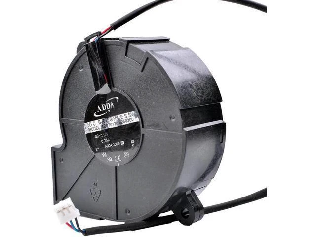 Alt view image 4 of 4 - AB07012HB250300 7025 70x70x25mm 7CM 12V 0.25A Double Ball Bearing Projector Blower Fan