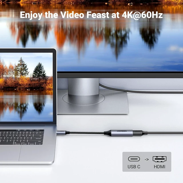 Alt view image 2 of 7 - Unidirectional USB C to HDMI Adapter Cable 4K@60Hz Aluminum Design
