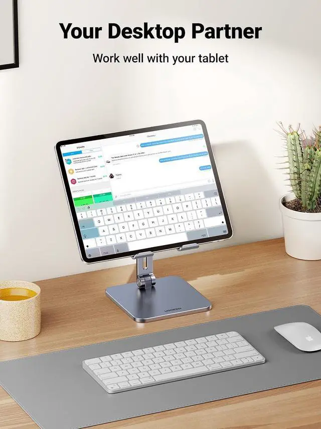 Alt view image 2 of 7 - UGREEN Tablet Stand Compatible for iPad Desk Stand Holder Adjustable Aluminum Thicker Base Compatible with iPad Pro Air Mini 13 12.9 11 Inch Home Office Desk Accessories Grey