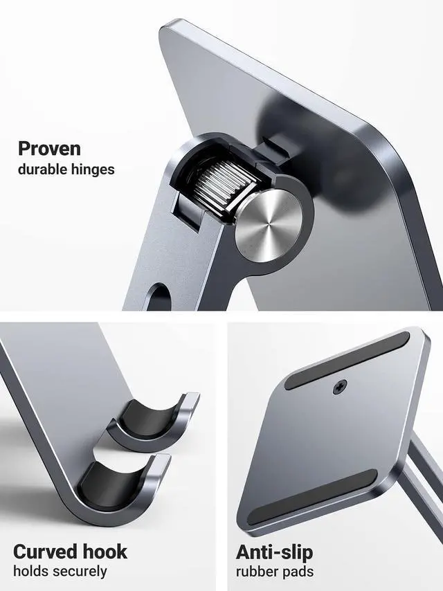Alt view image 6 of 7 - UGREEN Tablet Stand Compatible for iPad Desk Stand Holder Adjustable Aluminum Thicker Base Compatible with iPad Pro Air Mini 13 12.9 11 Inch Home Office Desk Accessories Grey
