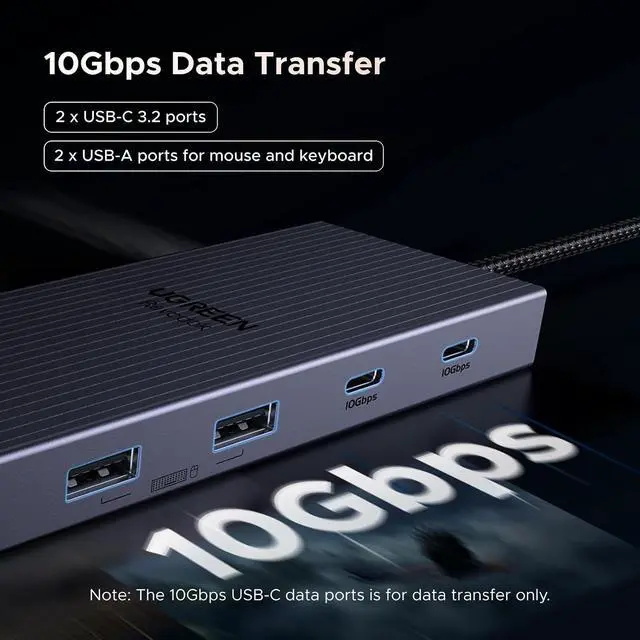 Alt view image 5 of 7 - UGREEN USB C Docking Station Triple Monitor 4K, 12-in-1 Dock with 2xHDMI+DP