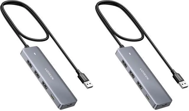 Main image of UGREEN USB Hub 4 Ports, C & 3 A Multiport Adapter, 2ft Long Cable Powered 3.0 Hub with C Power Port for Laptop, Desktop, PS5, Xbox Series, and More Devices (Pack of 2)