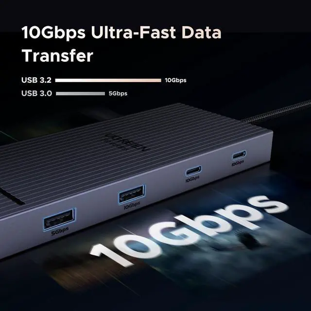 Alt view image 4 of 7 - UGREEN USB C Docking Station Dual Monitor 4K@60Hz, 10-in-1 Dock with 2xHDMI