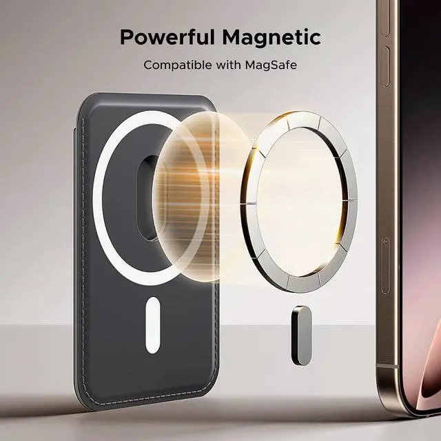 Alt view image 3 of 7 - UGREEN for Magsafe Wallet, Upgrade Magnetic Wallet for iPhone with Finger Loop Grip, Adjustable Stand Compatible with iPhone 17 16 15 14 13 12 Series (Mini Not Included) Black