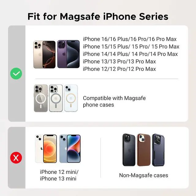 Alt view image 6 of 7 - UGREEN for Magsafe Wallet, Upgrade Magnetic Wallet for iPhone with Finger Loop Grip, Adjustable Stand Compatible with iPhone 17 16 15 14 13 12 Series (Mini Not Included) Black