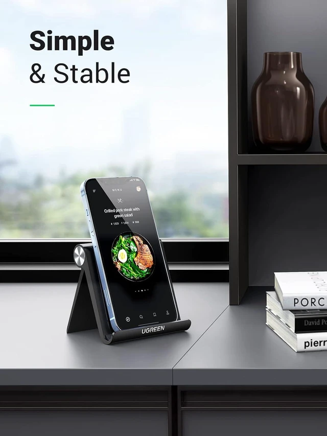 Alt view image 2 of 7 - Portable Cell Phone Stand Black Bundle with White Cell Phone Stand Compatible with iPhone 14 Pro 14 Plus13 Pro Max 12 11 SE XS, Galaxy S22 S21