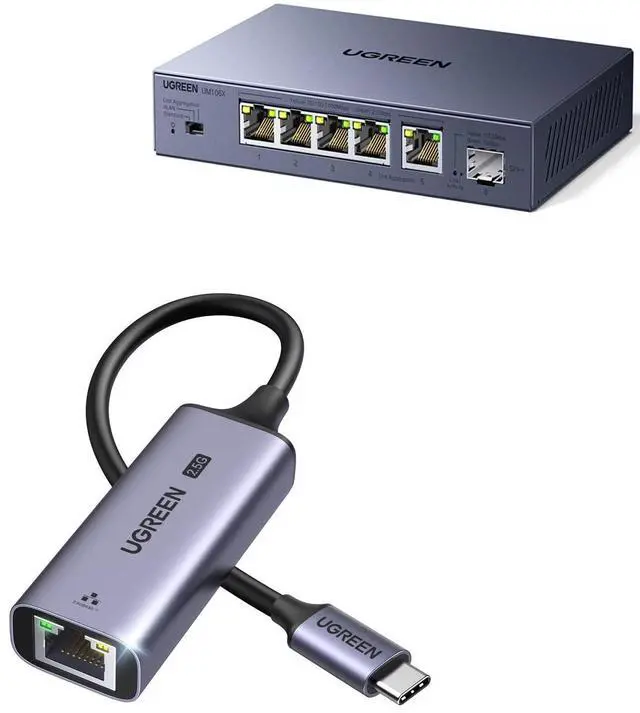 Main image of UGREEN 2.5gb USB C Ethernet Adapter Bundle with 2.5gb Ethernet Switch