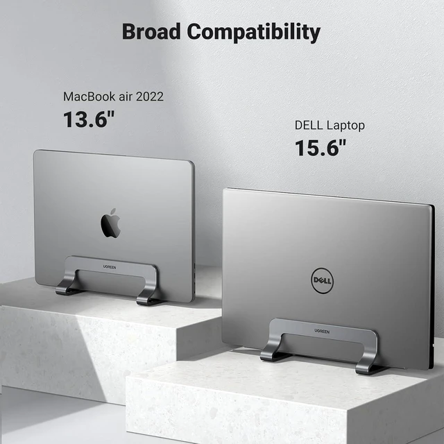Alt view image 7 of 7 - UGREEN Vertical Laptop Stand Holder for Desk Bundle, Gray and Silver