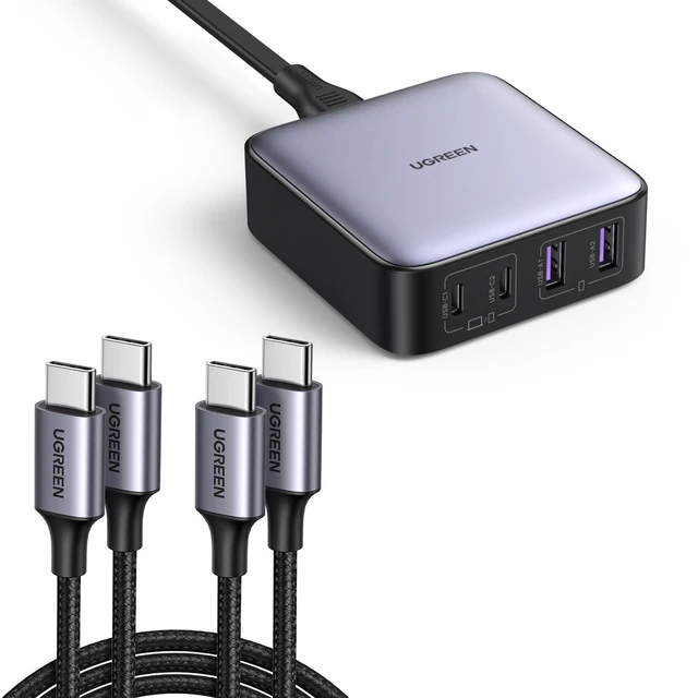 Main image of UGREEN Nexode 65W USB C Charger Desktop Bundle with 60W 2 Pack USB C Cable