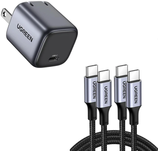 Main image of UGREEN 30W Charger Bundle with 100W 2-Pack USB C to USB C Cable for iPhone 15/15 Plus/15 Pro/15 ProMax, MacBook, iPad, Dell XPS, Samsung Galaxy S24/S23