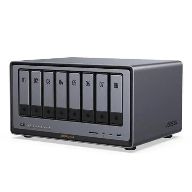 Alt view image 2 of 7 - UGREEN NASync DXP8800 Plus 8-Bay Desktop NAS,Network Attached Storage (Diskless) Bundle Cat 8 Ethernet Cable 10FT, High Speed Braided 40Gbps 2000Mhz Network Cord.
