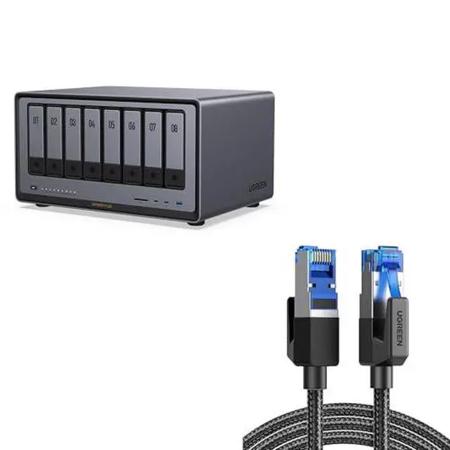 Main image of UGREEN NASync DXP8800 Plus 8-Bay Desktop NAS,Network Attached Storage (Diskless) Bundle Cat 8 Ethernet Cable 10FT, High Speed Braided 40Gbps 2000Mhz Network Cord.