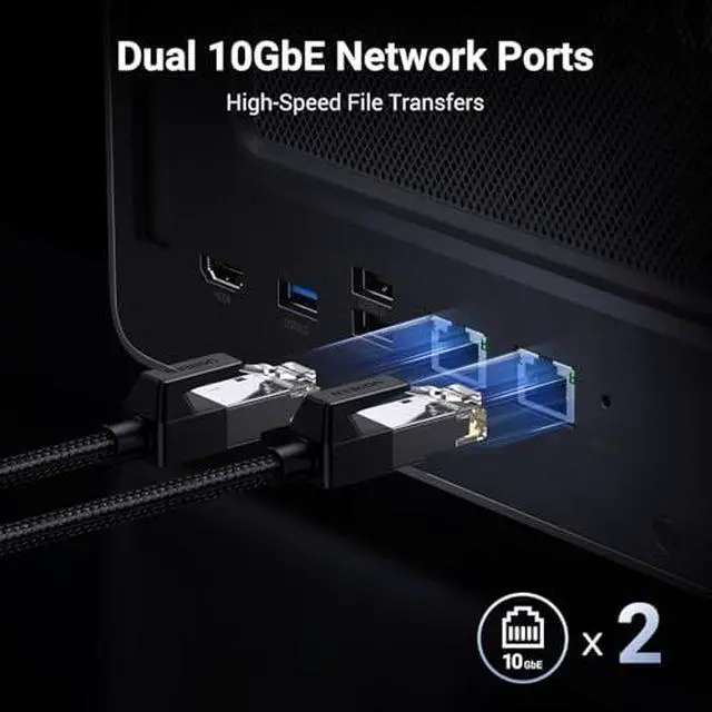 Alt view image 4 of 7 - UGREEN NASync DXP8800 Plus 8-Bay Desktop NAS,Network Attached Storage (Diskless) Bundle Cat 8 Ethernet Cable 10FT, High Speed Braided 40Gbps 2000Mhz Network Cord.