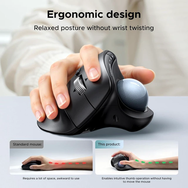 Alt view image 6 of 7 - M785DR Wireless Trackball Mouse, Bluetooth & 2.4G, Thumb Control