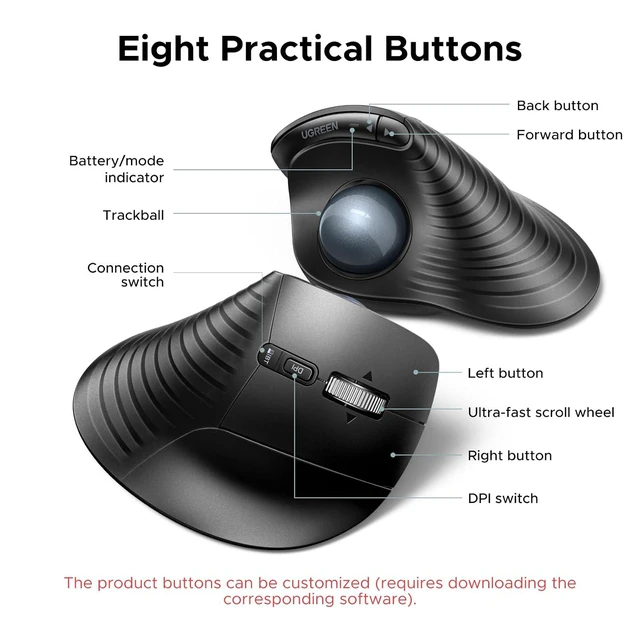 Alt view image 5 of 7 - M785DR Wireless Trackball Mouse, Bluetooth & 2.4G, Thumb Control