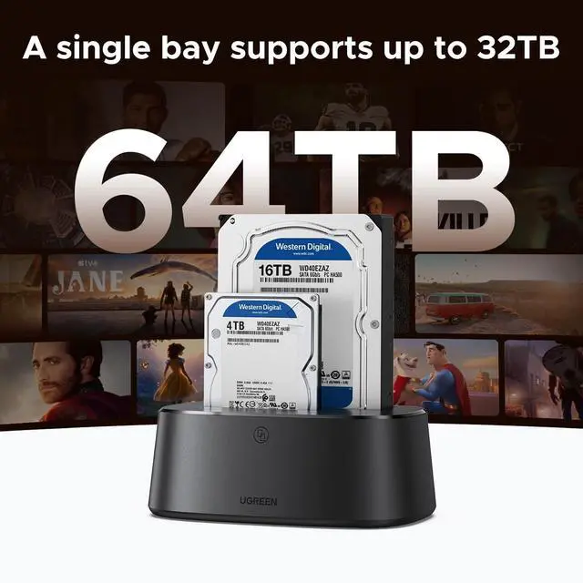 Alt view image 2 of 7 - UGREEN Dual-Bay Hard Drive Docking Station for 2.5 & 3.5 SSD HDD Up to 48TB