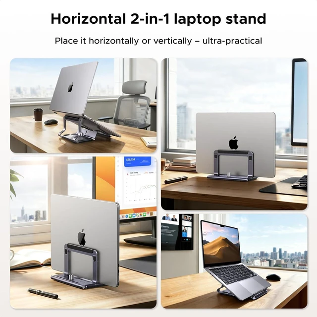 Alt view image 2 of 7 - UGREEN 2-in-1 Laptop Stand for Desk, Horizental & Virtical Laptop Holder