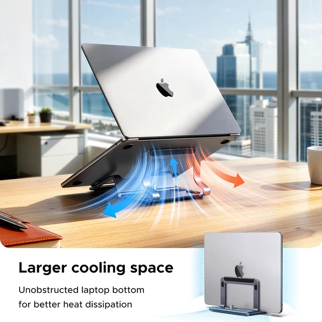 Alt view image 3 of 7 - UGREEN 2-in-1 Laptop Stand for Desk, Horizental & Virtical Laptop Holder