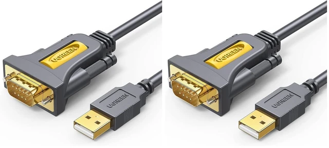 Main image of UGREEN 6FT DB9 Male 9 Pin USB to Serial Adapter, RS232 to USB Cable (Pack of 2)