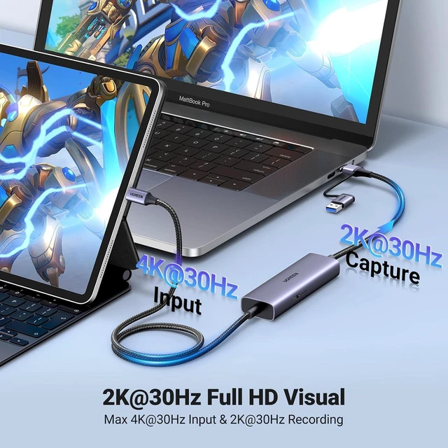 Alt view image 2 of 7 - 2K 30FPS 1080P 60FPS USB C Video Capture Card for Streaming, Gaming