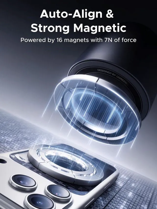 Alt view image 5 of 7 - UGREEN Qi2.2 25W 2-in-1 Magnetic Wireless Charging Station