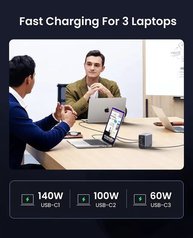 Alt view image 4 of 7 - UGREEN Nexode 300W GaN Charging Station, 5-Port 140W Max Desktop Charger Compatible with MacBook Pro/Air/Neo, Dell XPS, iPhone 17/16/15, Galaxy S26/S25/S24, Pixel 10/9, iPad Air/Pro, Steam Deck