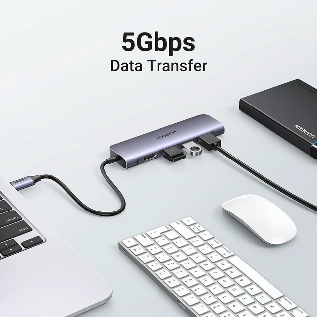 Alt view image 3 of 7 - Revodok USB C Hub 6 in 1 USB C Dongle 4K HDMI