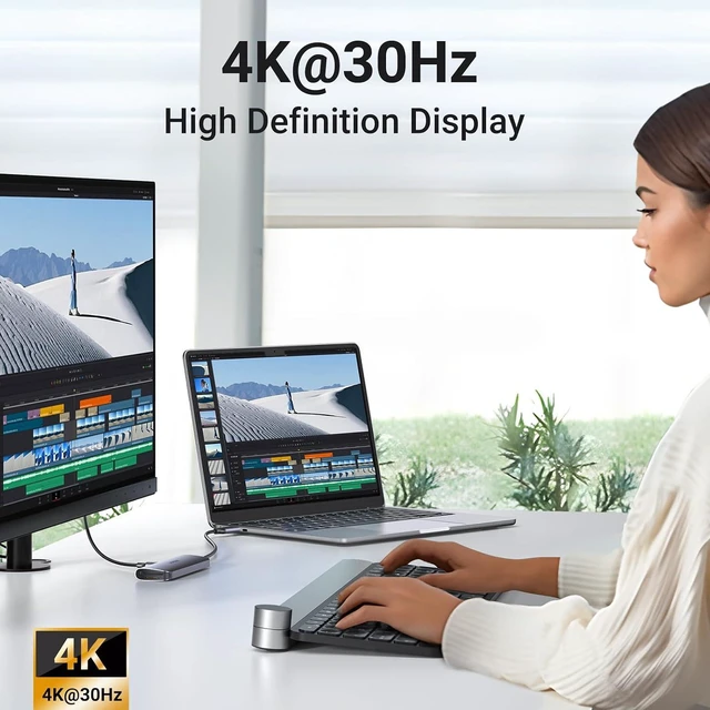 Alt view image 4 of 7 - Revodok USB C Hub 6 in 1 USB C Dongle 4K HDMI