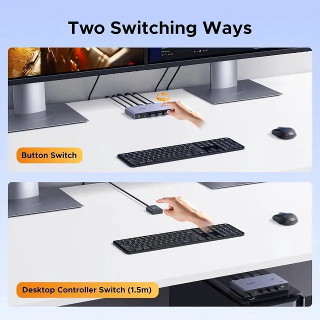 Alt view image 7 of 7 - UGREEN USB-C+HDMI KVM Switch 1 Monitor 2 Computers, 4K@60Hz, Aluminum