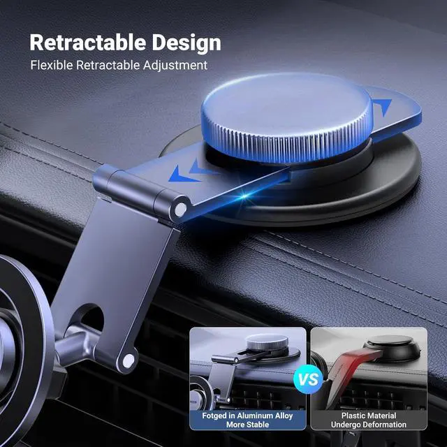 Alt view image 5 of 7 - UGREEN for Magsafe Car Mount 360° Rotation Magnetic Phone Holder Dashboard Car Cellphone Holder Compatible with iPhone 17 16 15 14 13 12 Series and MagSafe Case