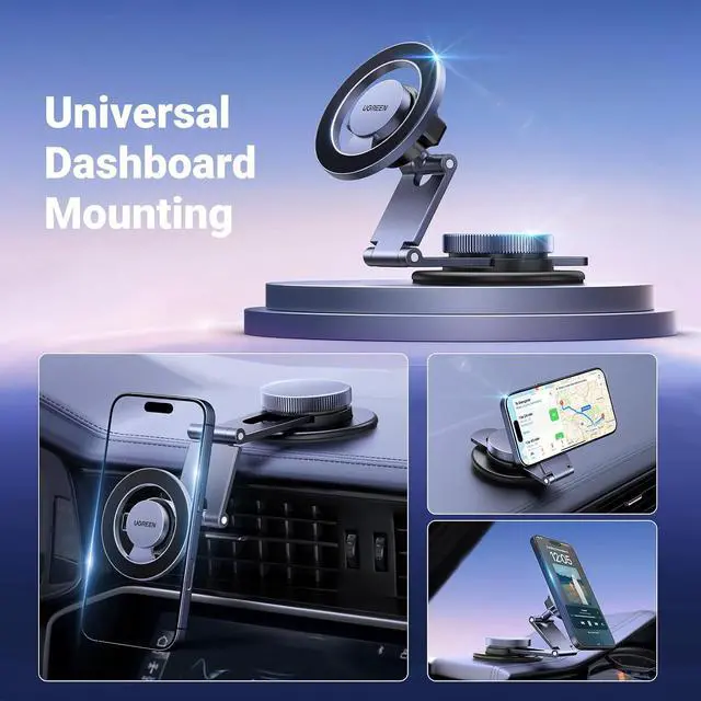 Alt view image 6 of 7 - UGREEN for Magsafe Car Mount 360° Rotation Magnetic Phone Holder Dashboard Car Cellphone Holder Compatible with iPhone 17 16 15 14 13 12 Series and MagSafe Case