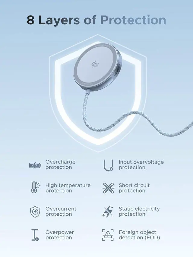 Alt view image 7 of 7 - UGREEN MagFlow Qi2.2 25W MagSafe Compatible Wireless Charging Pad