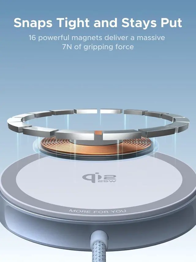 Alt view image 6 of 7 - UGREEN MagFlow Qi2.2 25W MagSafe Compatible Wireless Charging Pad