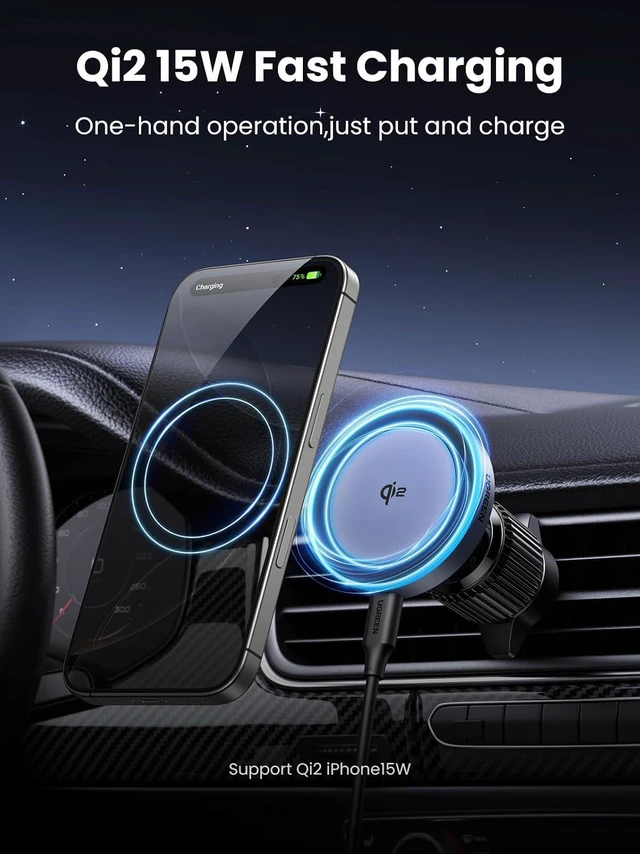 Alt view image 2 of 7 - Qi2 15W Magnetic Wireless Car Charger Mount