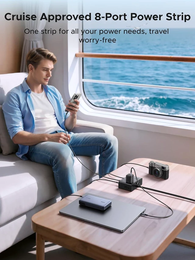 Alt view image 3 of 5 - 20W 8-Port Cruise Approved Power Strip with 5FT Extension Cord