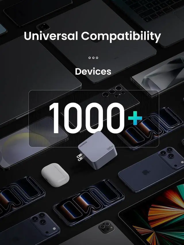 Alt view image 7 of 7 - UGREEN Nexode Pro 160W GaN USB C Laptop Charger, 4-Port PD 3.1 PPS Fast Charger for MacBook Pro, Pixelbook, Dell XPS, iPad Pro, iPhone 17/16/15 Series, Galaxy S25/S24, Pixel 10/9, Steam Deck