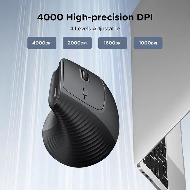 Alt view image 4 of 7 - UGREEN 2.4G Mouse Wireless Vertical Ergonomic Mouse, Adjustable DPI Office Cordless 6 Buttons, Computer Mouse with 1000/1600/2000/4000 DPI for Windows/Mac OS etc