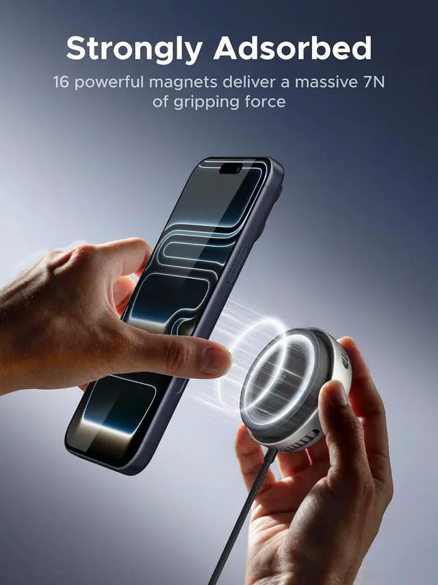Alt view image 6 of 7 - UGREEN Qi2.2 25W Magnetic Wireless Charging Pad with TEC Cooling Fan