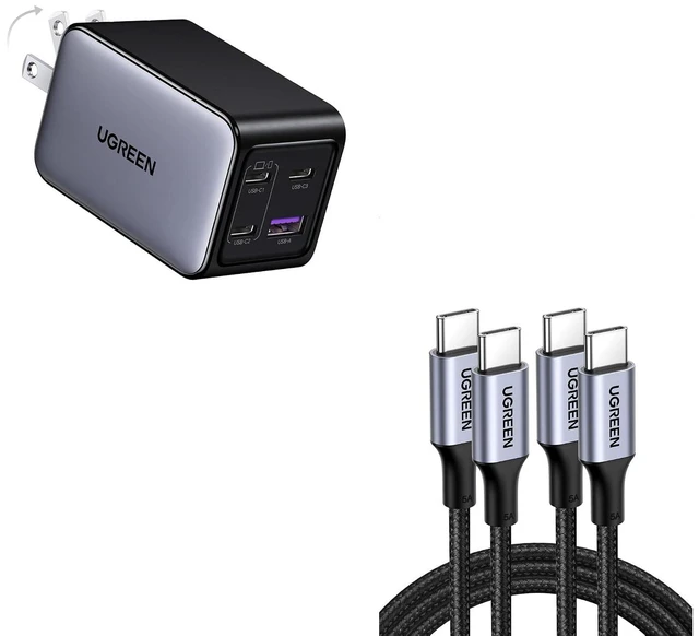 Main image of UGREEN 65W 4-Port GaN USB C Wall Charger Bundle with 100W 3.3ft 2-Pack USB C Cable Compatible with iPhone 17/17 Pro/17 Pro Max, MacBook Pro/Air, Galaxy S25/S24, iPad Pro/Air, Pixel 10